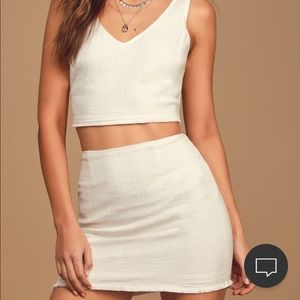 Lulu’s White Two Piece Skirt & Tank